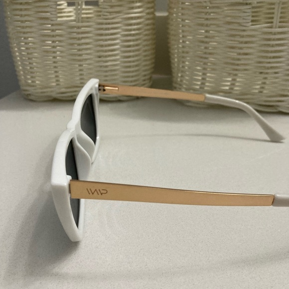 WearMe Pro (WMP) White and Gold Cat Eye Sunglasses - Picture 7 of 13